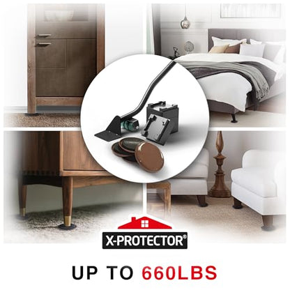 X-Protector Furniture Sliders for Carpet & Furniture Lifter Tool Set - 4 PCS 3 1/2" Sliders for Furniture with Foldable Furniture Jack. Move Your Furniture Easily with Furniture Movers for Carpets! - size: Lifter + 4 PCS 3.5", For Carpet