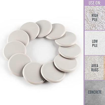 Super Sliders 3 1/2" Round Reusable Furniture Sliders for Carpet Easily Move Medium to Large Sized Items Across Carpet, 4 Pack Beige - color: Beige, size: 4 Count (Pack of 1)