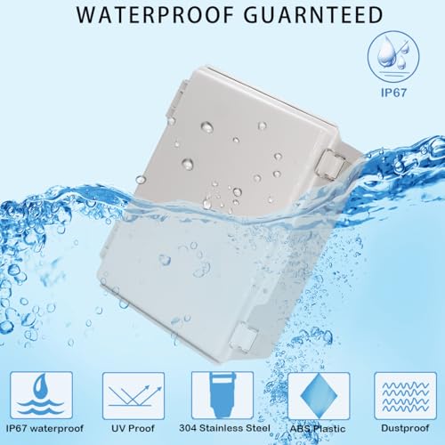 Zulkit Junction Box,IP67 Waterproof Electrical Box Hinged Cover Stainless Steel Latch Plastic Enclosure for Project w Mounting Plate Wall Bracket and 2 Cable Gland Grey 11"x7.5"x5.5"/280x190x140mm - color: Grey Cover, size: 11"x7.5"x5.5"