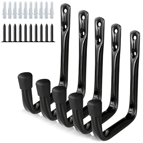 Dreecy J Utility Hooks for Hanging Heavy Duty Garage Storage Utility Hooks, Utility Hook for Garage Wall,Color Black, 5 Pack - size: Medium 5 Pack