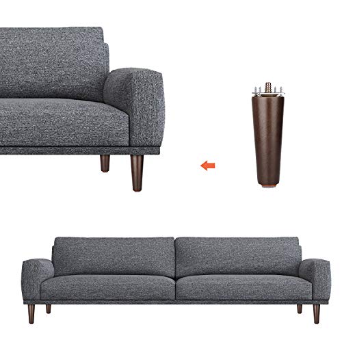 Furniture Legs 6 Inches Sofa Legs Mid Century Modern Walnut Wood Furniture Feet Replacement Legs with Leg Mounting Plates & Felt Protectors for Sofa Cabinet Couch Ottoman Coffee Table Bench Chair - color: Walnut Wood Furniture Legs 6"