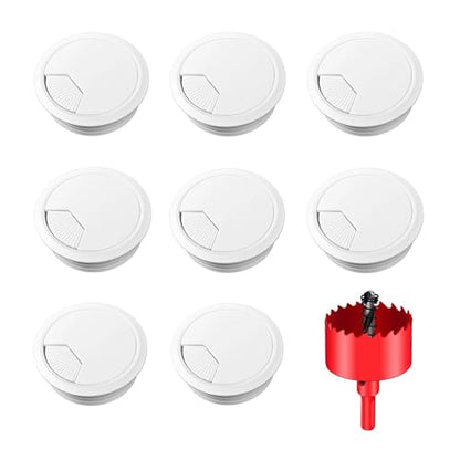TuTuYa 8PCS Desk Grommet, Desk Grommet White 2 Inch（50 mm) Desk Cable Grommet Desk Cable Hole Cover with Hole Saw, Ideal Solution for Office and Home Table Cable (White, 2 Inch_50 mm) - color: 2 Inch_50 mm White 8PCS