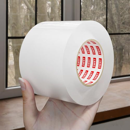 SWRT 3”x 60 YD 8 Mil Heavy Duty Transparent Window Weather Sealing Tape, No Residue Window Insulation for Winter, Preventing Cold Air Loss in Summer Door and Window Seal Kit - size: 3''× 60 YD