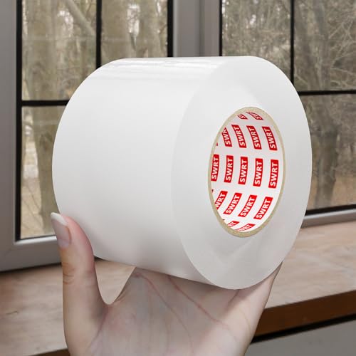 SWRT 3”x 60 YD 8 Mil Heavy Duty Transparent Window Weather Sealing Tape, No Residue Window Insulation for Winter, Preventing Cold Air Loss in Summer Door and Window Seal Kit - size: 3''× 60 YD