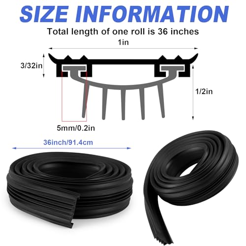Nuanchu 1 PC 36 Inch Hardware U Shaped Rubber Door Bottom Sweep Weather Stripping Seal for Exterior/Front Doors Weatherproof & Noise Reducing Includes Rubber Door Seal Bottom Only (Black) - size: 36 Inch