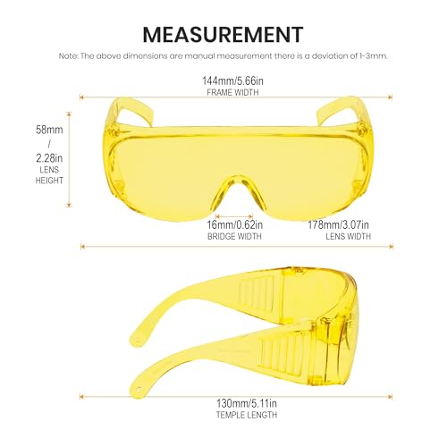Calabria 3000 Fitover Safety Glasses with Uni-Lens – [Yellow - 3 Pack] Wrap Around Eye Protection | Anti-Fog Scratch Resistant | Protective Eyewear - color: Yellow 3-pack