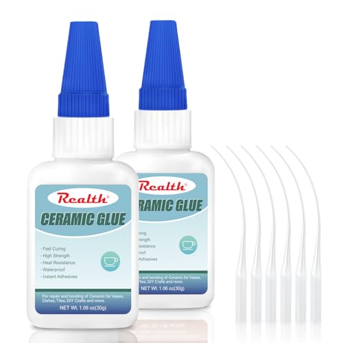 Waterproof Ceramic Glue 60g, Tile Clear Glue for Porcelain and Pottery, Instant Drying Heat-Resistant Waterproof for Bonding Ceramic Dishes DIY Crafts, with Anti-Clog Cap - size: 60g, style: Ceramic Glue