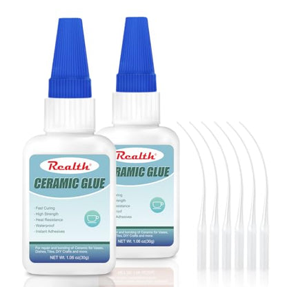 Waterproof Ceramic Glue 60g, Tile Clear Glue for Porcelain and Pottery, Instant Drying Heat-Resistant Waterproof for Bonding Ceramic Dishes DIY Crafts, with Anti-Clog Cap - size: 60g, style: Ceramic Glue