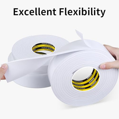 Single-Sided Adhesive EVA Foam Tape 1.2in x 9.84FT,White Foam Weather Stripping,Door Seal & Window Insulation Tape,Waterproof Sound Proof Seal Strip for Doors,Windows,Garage Door & Gap Sealing - size: 1.2in x 9.84FT