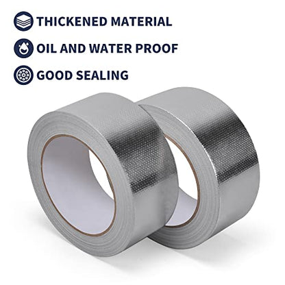 TAPEBEAR Fiberglass Aluminized Foil Tape 4inch x 65Yards, Heat Shield Thermal Barrier Adhesive Backed Heat Reflective Tape Cool Tape for Air Dryer Vent, HVAC, Heating Unit, Auto, Pipe, 196Ft - size: 4inch x 65yard