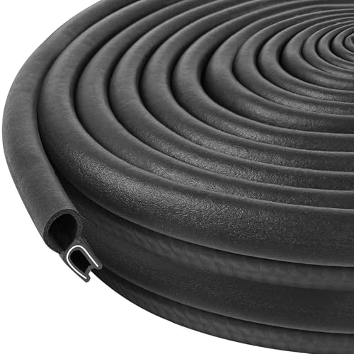 Kikerike Automotive Door Weather Stripping 90Ft Car Door Rubber Edge Trim Seal Strip Gasket with Top Bulb Easy to Install for Car Bus Camper Boat RV Truck Doors and Home Applications - color: 90Ft