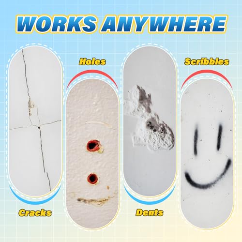 DIYSELF 9 Pack Drywall Repair Kit, Surface Repair Kit, Spackle Wall Repair, 2×100g (7oz Total) Putty, White Drywall Mud, Plaster for Holes, Cracks, Gaps, Fast-Drying Hole Filler with Scraper, Sander - size: 9 Pack