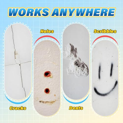 DIYSELF 9 Pack Drywall Repair Kit, Surface Repair Kit, Spackle Wall Repair, 2×100g (7oz Total) Putty, White Drywall Mud, Plaster for Holes, Cracks, Gaps, Fast-Drying Hole Filler with Scraper, Sander - size: 9 Pack