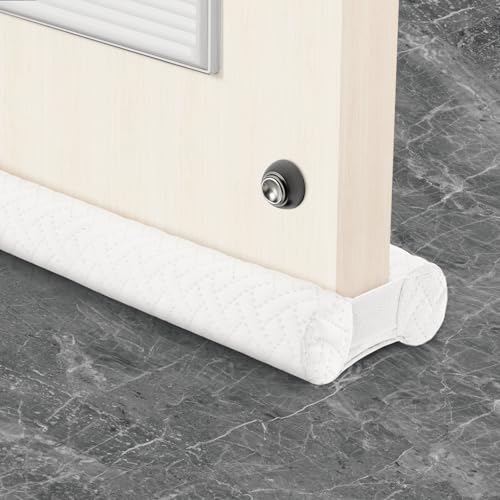 Premium Velvet Under Door Draft Stopper, Door Draft Stoppers for Bottom of Door with Double-Sided Windproof Seal, Gap Filler to Blocks Cold Air Light Dust Noise Drafts (Beige, 30''-36'') - color: Beige, size: 30'' to 36''