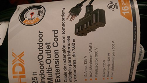 25ft Indoor/outdoor Multi-outlet Extension Cord