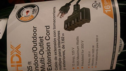 25ft Indoor/outdoor Multi-outlet Extension Cord