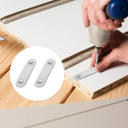 10set Stainless Steel Brace Bracket with Screws Repairing Fixing Connection Plate Flat Straight Furniture Corner Brackets (46x16mm) - color: 46x16mm