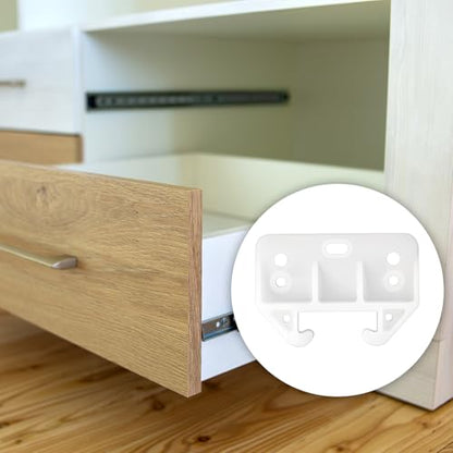 6PCS Plastic Drawer Guides White Drawer Rail Brackets White Drawers Track Guides Drawers Replacement Furniture Parts for Dresser Cabinet Closet
