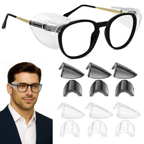 6 Pairs Safety Glasses Side Shields,TPU Side Shields for Prescription Glasses, Small to Large Frames - color: Transparent 3pairs+ Transparent Black 3pairs, size: Medium-6 Pairs