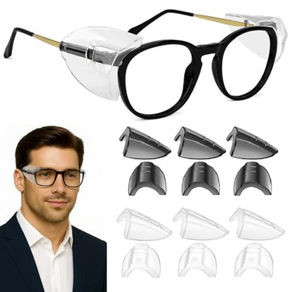 6 Pairs Safety Glasses Side Shields,TPU Side Shields for Prescription Glasses, Small to Large Frames - color: Transparent 3pairs+ Transparent Black 3pairs, size: Medium-6 Pairs