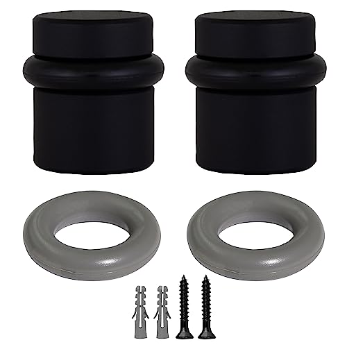 Design House 2-Pack Modern Cylindrical Floor Mounted Door Stops with Rubber Bumper, Matte Black, Heavy Duty Brass Construction – Design House, 189332-MB - color: Matte Black, size: 2 Pack, style: Modern Cylindrical Doorstop