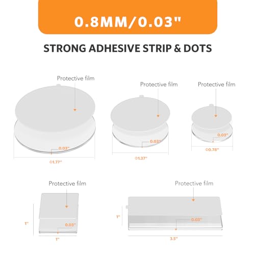 Double Sided Tape for Walls, 220 Pcs Sticky Tack Dots Removable Mounting Putty Clear Adhesive Strips with Tear Tabs No Damage Trace for Hanging Picture Poster Decorations Art Craft Party Supplies