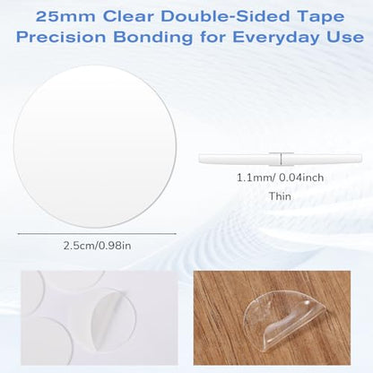 50 Pcs Double Sided Adhesive Dots for Car Dashboard, 1" Round Double-Sided Mounting Tape Clear Removable Sticky Pads for Vehicle Decor Car Phone Mounts Home Office
