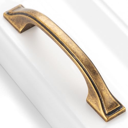 10 Pack Antique Brass Cabinet Pulls 3 Inch Vintage Brass Cabinet Handles Antique Brass Hardware for Kitchen Cabinets 8222 Drawers Bedroom Dresser Bathroom Vanity Cupboard - color: Antique Brass, size: 3 Inches, style: 10 Pack Arch Pull