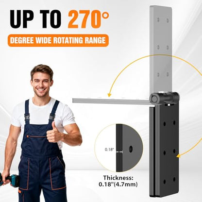 Heavy Duty Hinges 270 Degree Folding Hinge for Bifold Doors, Double-Layer Black Iron Outdoor Gate Hinge 4PCS - size: Black-4pcs