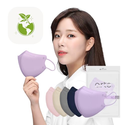 HOMSSEM Arte Korean Mask For Adults Dust Mask Made In Korea 2d–4Layer Protective Filter Ideal Fit for Comfortable 5 Color (Purple 25p) - color: Purple 25p