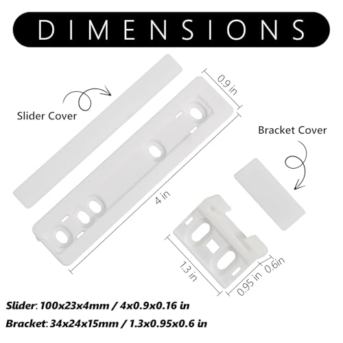 4Pcs Universal Integrated Fridge Freezer Door Slider with Screws, Fridge Door Mounting Installation Fixing Kit with Barckets and Clips