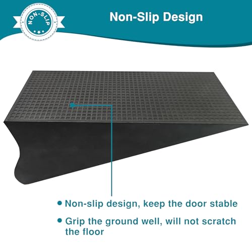 Rubber Door Stoppers for Bottom of Door, Large Solid Heavy Duty Door Stop Wedge, Big Black Strong Tall Doorstopper, Non-Slip Doorstops Wall Protector for Home Office School Commercial, 1 Pack