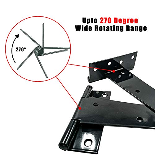 HLMOptimo Heavy Duty T Hinge Tee T Strap Shed Gate Barn Fence Door Hinge Wrought Rustproof All Size Black (6 pcs, 8 inch) - size: 8 Inch, style: 6 pcs