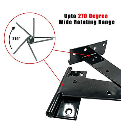 HLMOptimo Heavy Duty T Hinge Tee Hinge T Strap Hinge Shed Hinge Gate Hinge Barn Hinge Fence Hinge Door Hinge Wrought Rustproof All Size Black (6 pcs, 6 inch - size: 6 Inch, style: 6 pcs