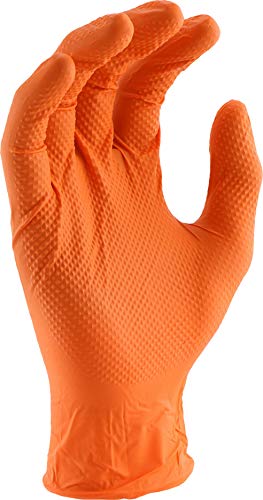 West Chester PosiGrip 2940 7 MIL Industrial Grade Nitrile Gloves – [Pack of 90] Orange, X-Large, Powder-Free Gloves with Diamond Embossed Textured Palm - size: X-Large