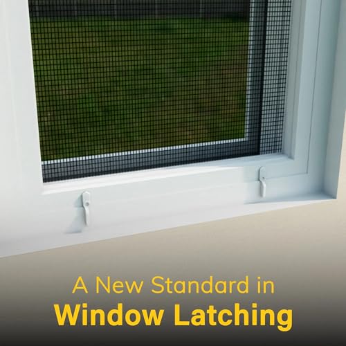 Brixwell Window Screen Pointer Swivel Latch,White Finish, Plastic Cam Action Latch, 1-1/4" Depth, 13/32" Width, 5/16" Height, for Holding Window Screens in Place-Pack of 25