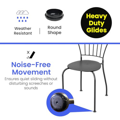 Deluxe Wrought Iron Patio Furniture Feet Glides – Fits 1-1/2" Inside Diameter, Round Plastic Chair Leg Caps, Floor Protector for Chairs, Pack of 25, Black - size: Pack of 25"