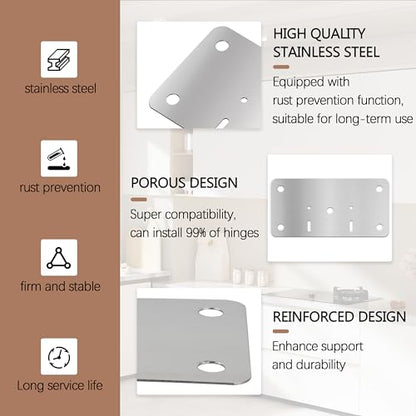 Cabinet Hinge Repair Kit,Cabinet Hinge Repair Board Replacement Kit-Hinge Fixing Plates for Kitchen, Cupboard, Locker, Cabinet Doors with Screws 10-Pcs