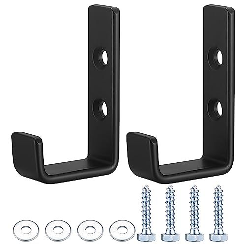 Heavy Duty Garage Hooks for Hanging, 2pcs Black Garage Storage Wall Mount J Hook Heavy Duty, J Utility Hooks for Extension Cord Tool Cable, Clothes, Keys Hook (2Pcs) - color: 2Pcs