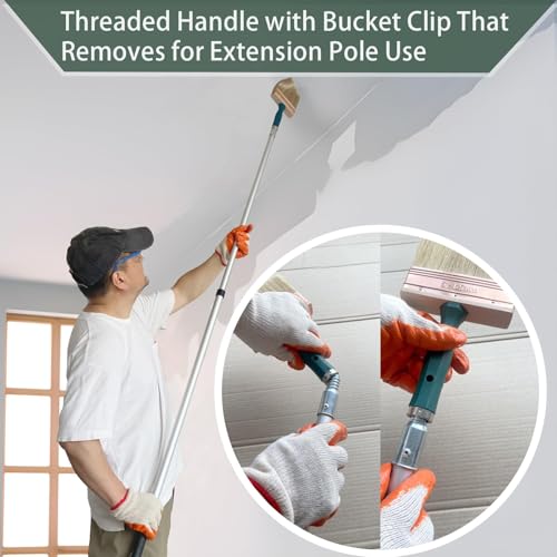 Deck Stain Brush, 9 Inch Deck Paint Brush with Threaded Handle for Extension Pole, Wide Large Brushes for Staining Wood, Fence, Walls, Lime Wash Paint Brush - color: 9 Inch