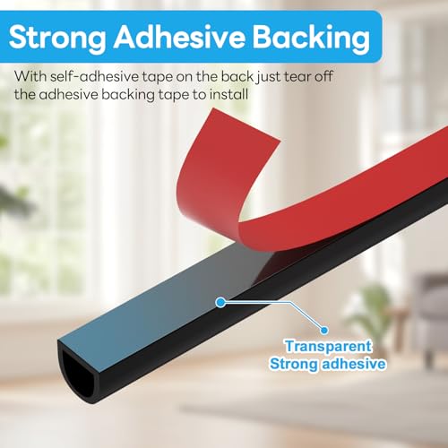 Weather Stripping Door Seal, Self Adhesive Weather Strip Silicone D Shaped Seal Strip for Door Frame and Window Seal, Suitable for Gap from 4mm to 8mm(Size:20Ft, 3/8" W×5/16" T, Black) - size: M (3/8"W × 5/16“T) 20Ft