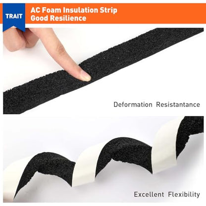 MAGZO Weather Stripping Door Seal 1 Inch W X 1/2 Inch T, Strong Adhesion and High Resilience Air Conditioner Foam Insulation for Cars, Total Length 13 Feet (6.5 ft x 2 Rolls) - size: 1in x 1/2in x 13FT