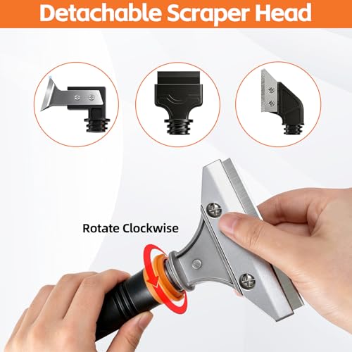 4 in 1 Caulking Tool Kit, Multi-Function Caulk Remover Tool, Grout Removal Tool, Silicone Sealant Cleaner for Bathroom, Shower, Tile, Window, Household Caulk Kit(Orange) - color: Orange