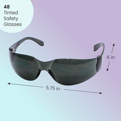 Aqulius Safety Glasses & Goggles - 48 Pack, Tinted Polycarbonate Wraparound - UV & Anti Fog Scratch Resistant Protective Eyewear & Shaded Safety Sunglasses for Construction & Shooting