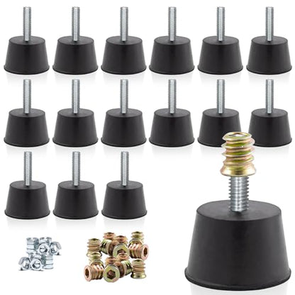 NEWBYTEK M6 Thread Rubber Furniture Leveling Feet Screw in Threaded Furniture Levelers Adjustable Table Chair Levelers Feet Glides for Chairs Tables Cabinet Patio - 16 Pack - size: M6 Thread,16 Pack