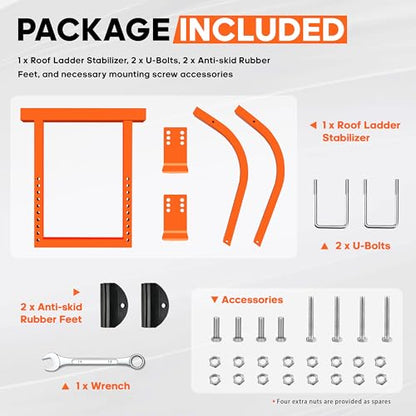 Ladder Stabilizer Accessory for Roof Gutter, roof Ladder stabilizer Easily attaches with U Bolt, Wing Span Wall Ladder Standoff, Stabilized Support, Sturdy and Durable, 500 lbs Weight Rating - size: Ladder Stabilizer Accessory for Roof Gutter