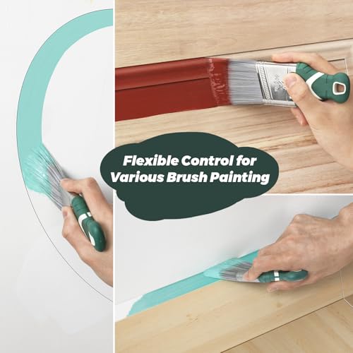 3 Pack 2 Inch Angled Paint Brush Set, Synthetic Bristles, Easy Grip Rubber Short Handle, Smooth Finishes Paint Brushes for Painting Walls, Cabinets, Sash, Edge, Corner, Cut in, Trim, Touch up