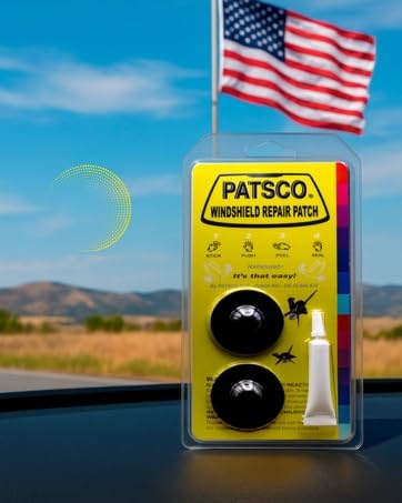 Patsco Windshield Repair Kit Resin Patch System (2 Pack), No Tools or Injector Needed, Fix Rock Chips & Small Cracks Fast, Easy Alternative to DIY Repair Kits, Made in USA