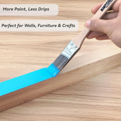 King Origin 6 Pcs Paint Brushes, 1 Inch Angled Paint Brush - Wood Handle, Thick & Dense Bristles for Smooth Finish, Small Paint Brush for Painting Walls, Trim, Art & Craft - size: 1 Inch, 6 Pack
