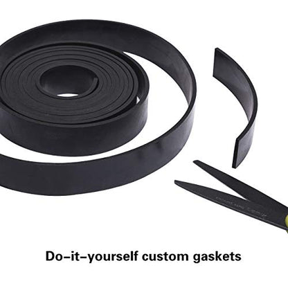TORRAMI Solid Neoprene Rubber Strips Roll 1/8 (.125) inch Thick X 2 inch Wide X 10 Feet, for DIY Weather Stripping, Gasket, Seal - size: 2" Wide X 10' Long, style: 1/8 (.125)" Thick